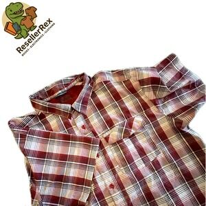 Men's Columbia Short Sleeve Plaid Button Down‎ Shirt Red White